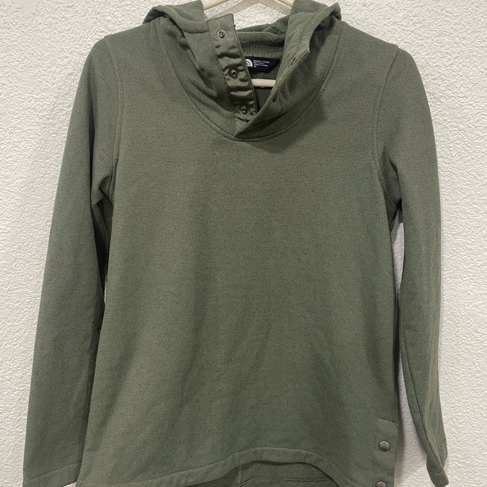 The North Face Green Hoodie Thermal Knit Stitch Pullover Women’s Small